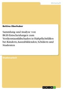 Sammlung und Analyse von BGH-Entscheidungen zum Verdienstausfallschaden in Haftpflichtfällen bei Kindern, Auszubildenden, Schülern und Studenten