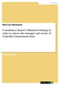 Consultancy Report. E-Business Strategy in order to advice the manager and owner of Cranvilles Department Store