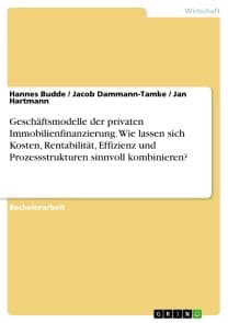 Geschäftsmodelle der privaten Immobilienfinanzierung. Wie lassen sich Kosten, Rentabilität, Effizienz und Prozessstrukturen sinnvoll kombinieren?