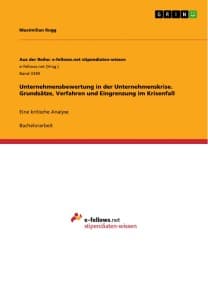 Unternehmensbewertung in der Unternehmenskrise. Grundsätze, Verfahren und Eingrenzung im Krisenfall