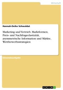 Marketing und Vertrieb. Marktformen, Preis- und Nachfrageelastizität, asymmetrische Information und Märkte, Wettbewerbsstrategien