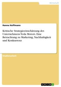 Kritische Strategieeinschätzung des Unternehmens Tesla Motors. Eine Betrachtung zu Marketing, Nachhaltigkeit und Konkurrenz