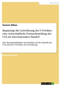 Begünstigt die Leitwährung des US-Dollars eine wirtschaftliche Vormachtstellung der USA im internationalen Handel?