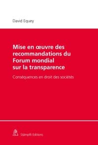 Mise en oeuvre des recommandations du Forum mondial sur la

transparence