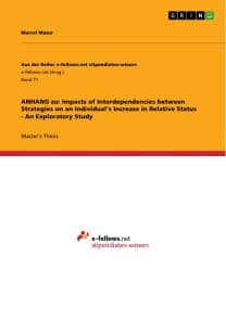 ANHANG zu: Impacts of Interdependencies between Strategies on an Individual's Increase in Relative Status - An Exploratory Study