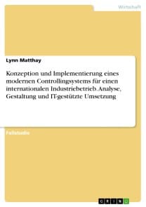 Konzeption und Implementierung eines modernen Controllingsystems für einen internationalen Industriebetrieb. Analyse, Gestaltung und IT-gestützte Umsetzung