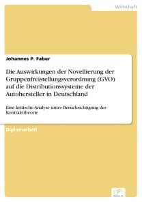 Die Auswirkungen der Novellierung der Gruppenfreistellungsverordnung (GVO) auf die Distributionssysteme der Autohersteller in Deutschland