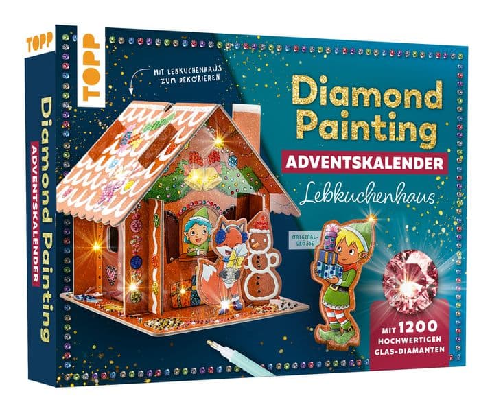 Diamond Painting Adventskalender Lebkuchenhaus. Mit Material und Werkzeug