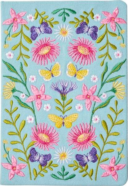Blütenträume Notizbuch bestickt, A5 - 240 Seiten, mint