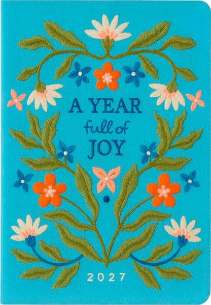 Taschenkalender A5 2027: A Year full of Joy, bestickt, hellblau