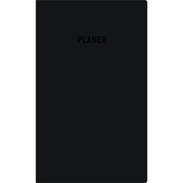 Taschenplaner schwarz 2026 - Bürokalender 9,5x16 cm - 32 Seiten - 1 Monat auf 2 Seiten - separates Adressheft - faltbar - Notizheft - 520-1020