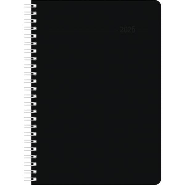 Wochenplaner Balacron schwarz 2026 - Büro-Kalender A5 - Cheftimer - black - Ringbindung - 1 Woche 2 Seiten - 128 Seiten - Zettler