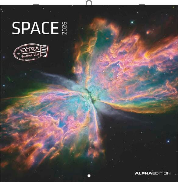 Space 2026 - Broschürenkalender 30x30 cm (30x60 geöffnet) - Kalender mit Platz für Notizen - Weltraum - Bildkalender - Wandplaner - Wandkalender