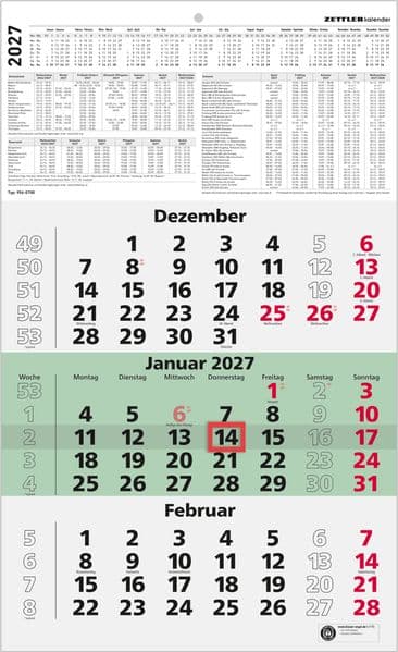 4-Monatskalender 2027