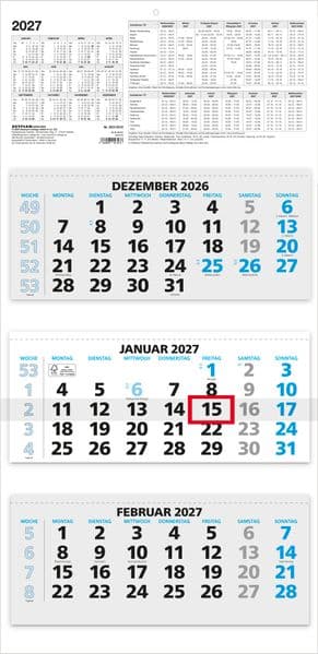 3-Monatskalender blau 2027