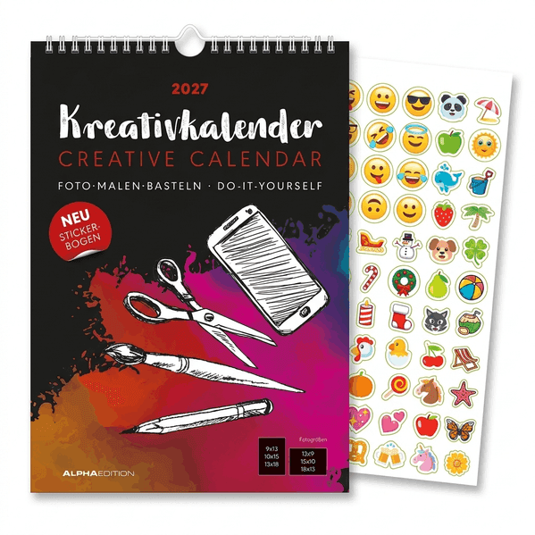 Kreativkalender A4 schwarz 2027