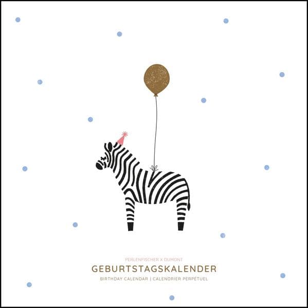 DUMONT - Stempeltiere Geburtstagskalender, 24x24cm, Stempel-Kunst von Perlenfischer, immerwährend mit internationalem Kalendarium und ungestrichenen Premiumpapier