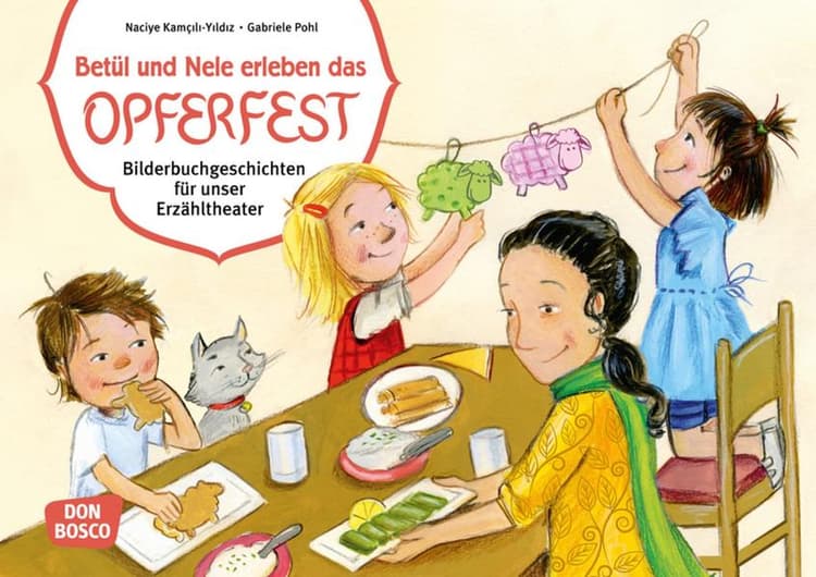 Betül und Nele erleben das Opferfest. Kamishibai Bildkartenset