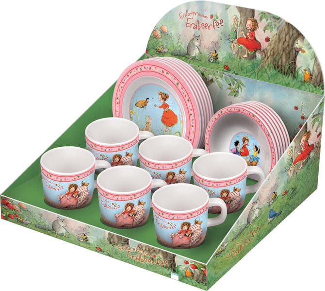 Display Erdbeerinchen Kindergeschirr aus Melamin