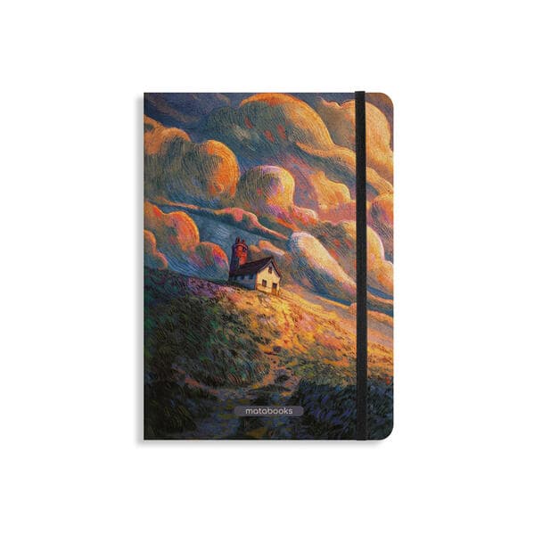 matabooks - Nachhaltiges A5 Notizbuch/Tagebuch/Bullet Journal/Schreibheft/Notebook aus Süßgraspapier - Nari Farbe: Dusk Purple (punktiert)