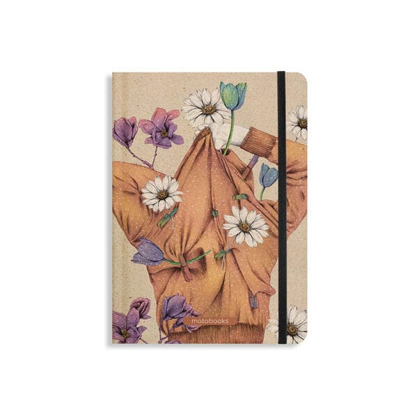 matabooks - Nachhaltiges A5 Notizbuch/Tagebuch/Bullet Journal/Schreibheft/Notebook aus Süßgraspapier - Nari Farbe: Apricot Orange (liniert)