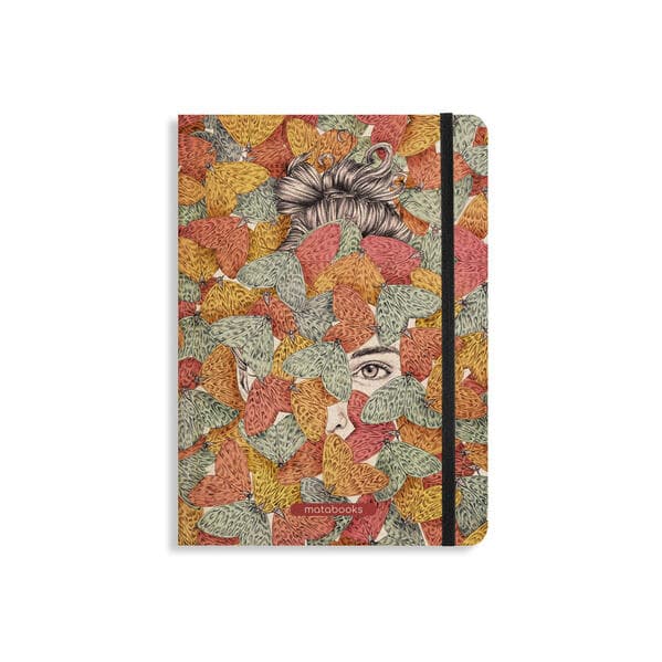 matabooks - Nachhaltiges A5 Notizbuch/Tagebuch/Bullet Journal/Schreibheft/Notebook aus Süßgraspapier - Nari Farbe: Muted Red (punktiert)