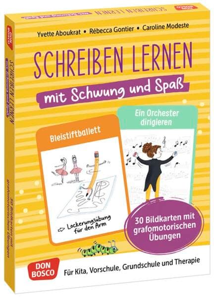 Schreiben lernen mit Schwung und Spaß. 30 Bildkarten mit grafomotorischen Übungen