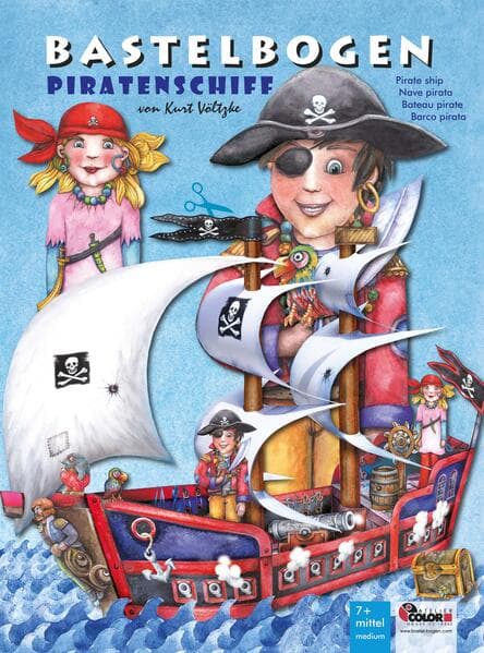 Piratenschiff basteln Bastelbogen Ausschneidebogen für Kinder ab 6+
