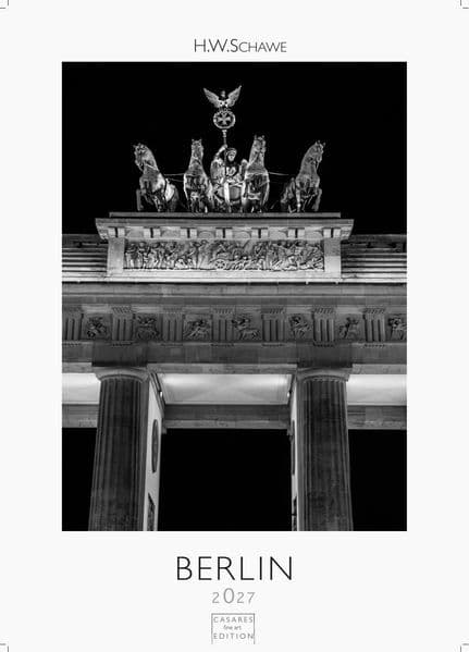Berlin schwarz-weiss Kalender 2027 - Wandkalender | Fotokalender Deutschland 59x42cm Grosses Format - Eleganter Schwarz-Weiß-Print mit beeindruckenden Berlin-Motiven