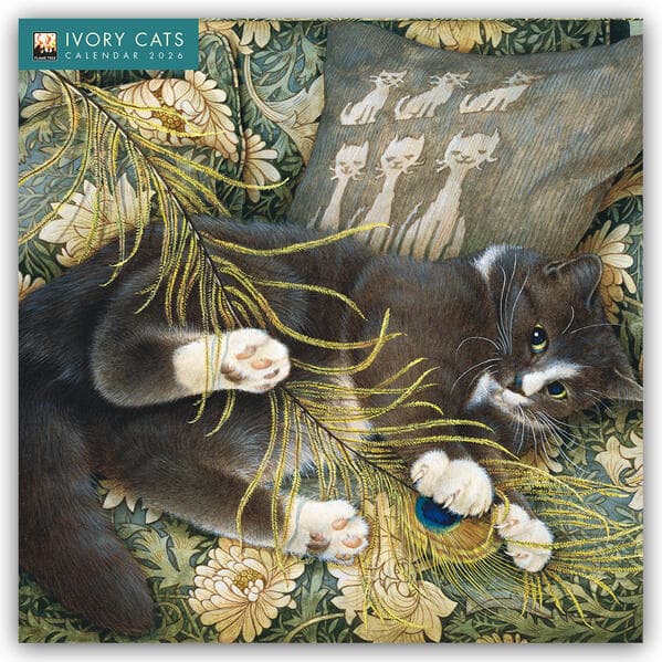 Ivory Cats by Lesley Anne Ivory Wall Calendar 2026 (Art Calendar)
