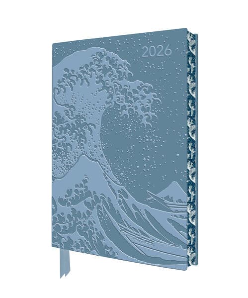 Katsushika Hokusai: The Great Wave 2026 Artisan Art Vegan Leather Diary Planner - Page to View with Notes