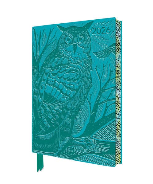Angela Harding: Long Eared Owl 2026 Artisan Art Vegan Leather Diary Planner - Page to View with Notes