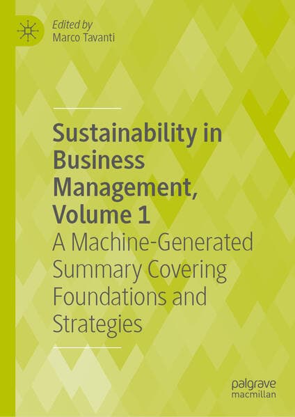 Sustainability in Business Management, Volume 1