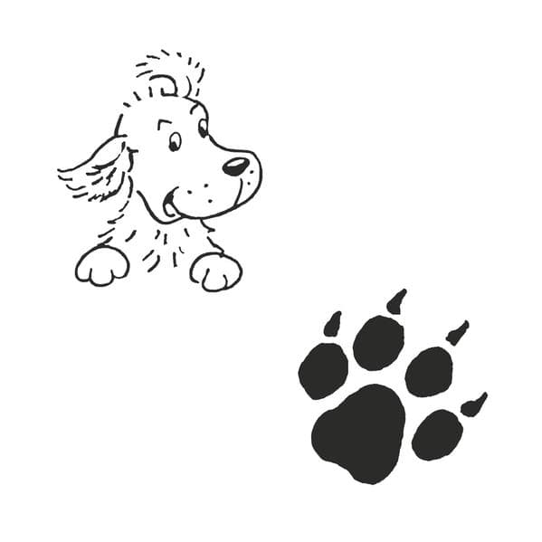 Jo-Jo Fibel, Zu allen Ausgaben, Stempel, 2 Motive: Hund Jojo, Jojo-Pfote