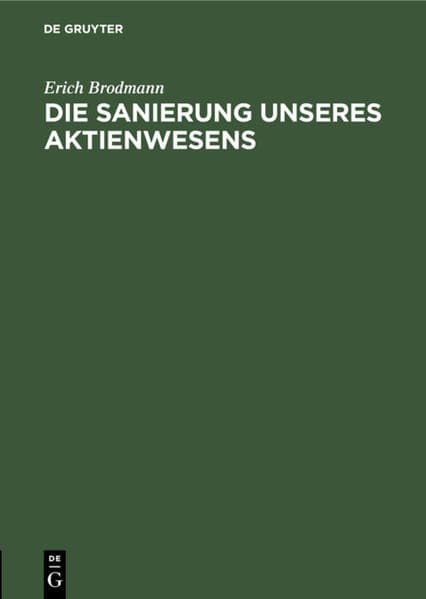 Die Sanierung unseres Aktienwesens