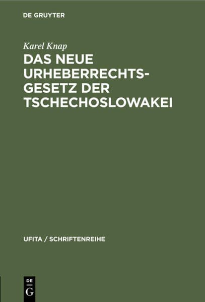Das neue Urheberrechtsgesetz der Tschechoslowakei