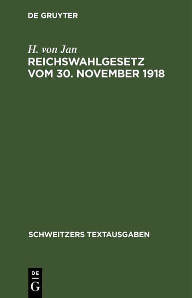 Reichswahlgesetz vom 30. November 1918