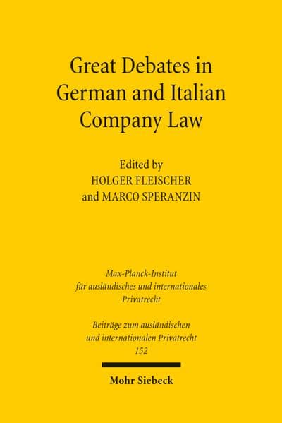 Great Debates in German and Italian Company Law