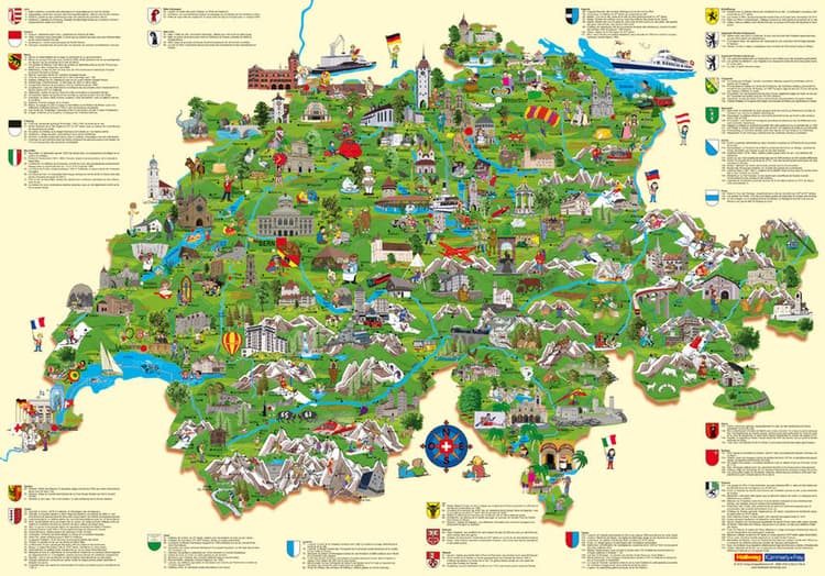 Carte Suisse pour les enfants, poster Plano gerollt in Röhre 100 x 70 cm
