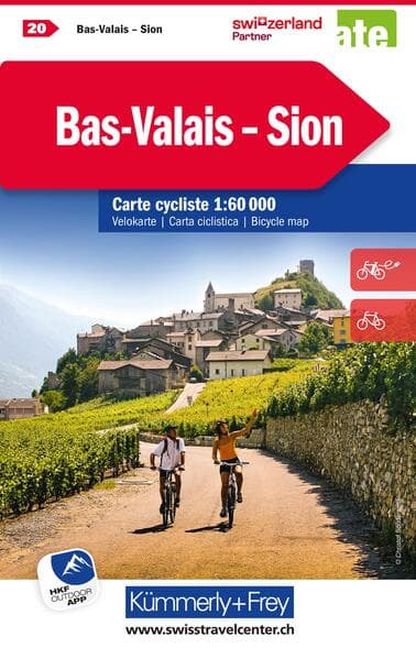 Kümmerly+Frey Velokarte 20 Bas-Valais, Sion 1:60.000