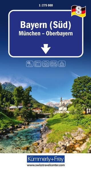Kümmerly+Frey Regional-Strassenkarte 8 Bayern Süd 1:275.000