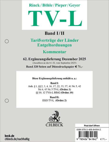 TV-L 62. Ergänzungslieferung