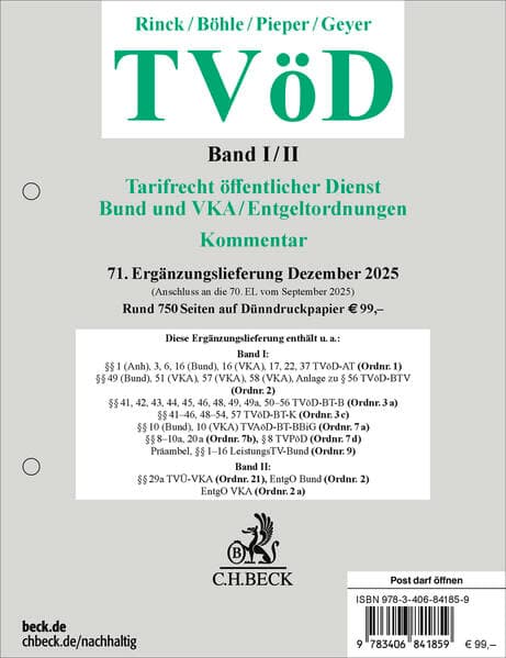 TVöD 71. Ergänzungslieferung