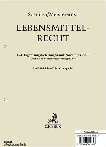 Lebensmittelrecht 194. Ergänzungslieferung