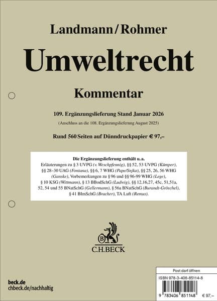 Umweltrecht 109. Ergänzungslieferung