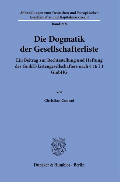 Die Dogmatik der Gesellschafterliste
