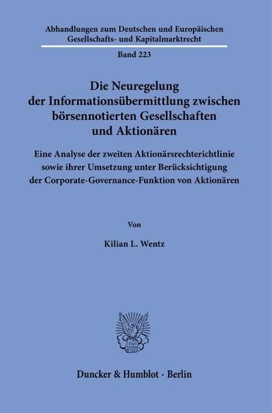 Die Neuregelung der Informationsübermittlung zwischen börsennotierten Gesellschaften und Aktionären