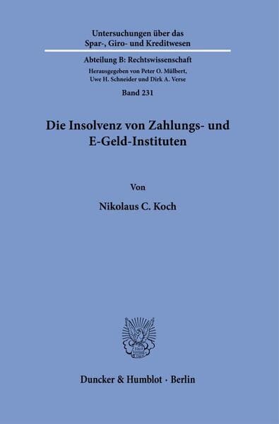 Die Insolvenz von Zahlungs- und E-Geld-Instituten