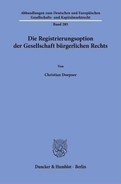 Die Registrierungsoption der Gesellschaft bürgerlichen Rechts