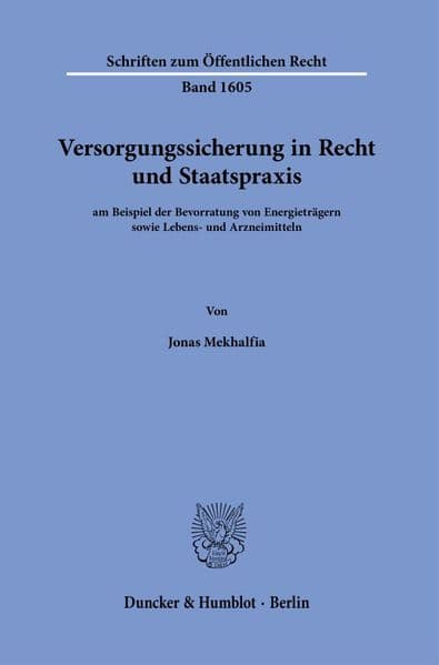 Versorgungssicherung in Recht und Staatspraxis